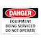 Signmission OSHA Danger, Equipment Being Serviced Do Not Operate, 10in X 7in Decal, 10" W, 7" H, Landscape OS-DS-D-710-L-1739 - alternate 1